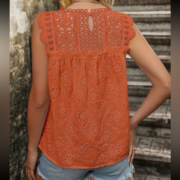 Boho floral lace eyelet embroidered tank top - Picture 4 of 16